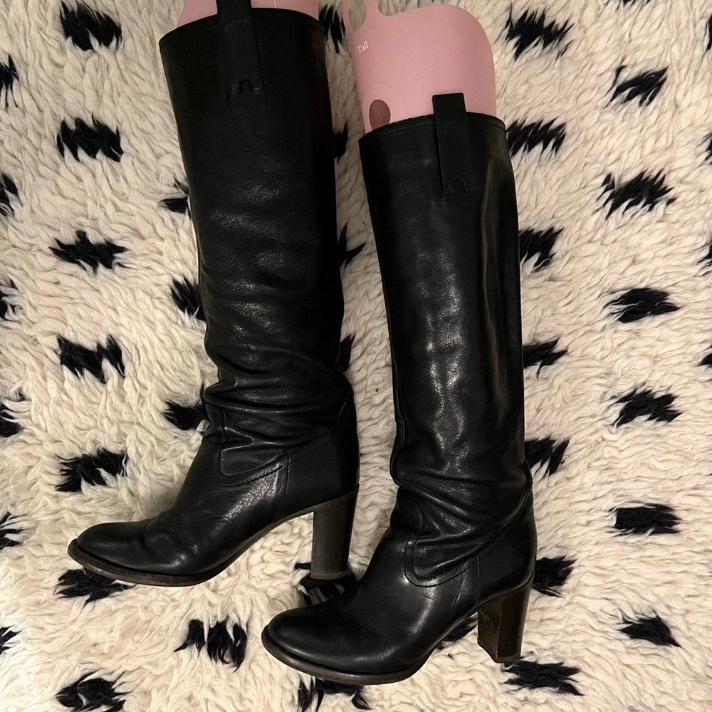 Black leather boots